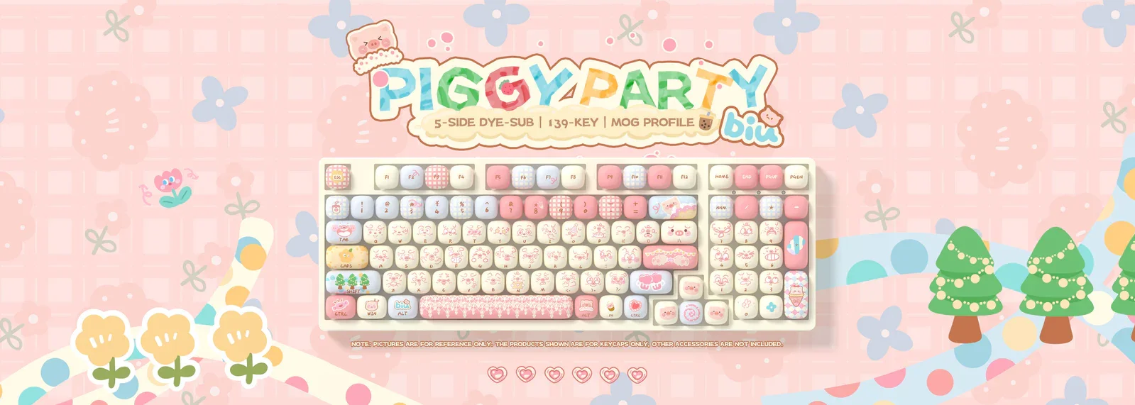 AKKO Keycap set – Piggy Party Cute (PBT Dye-subbed / MOG profile / 139 nút)
