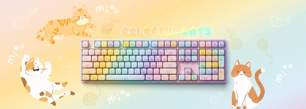 AKKO Keycap set – Colorful Cats MAO (PBT Dye-subbed / MAO profile / 142 nút)