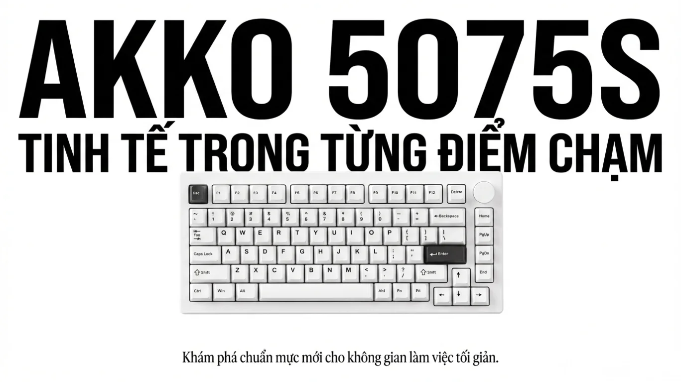 Bàn phím cơ AKKO 5075S Black on White (Hotswap/Led RGB/USB Type-C)