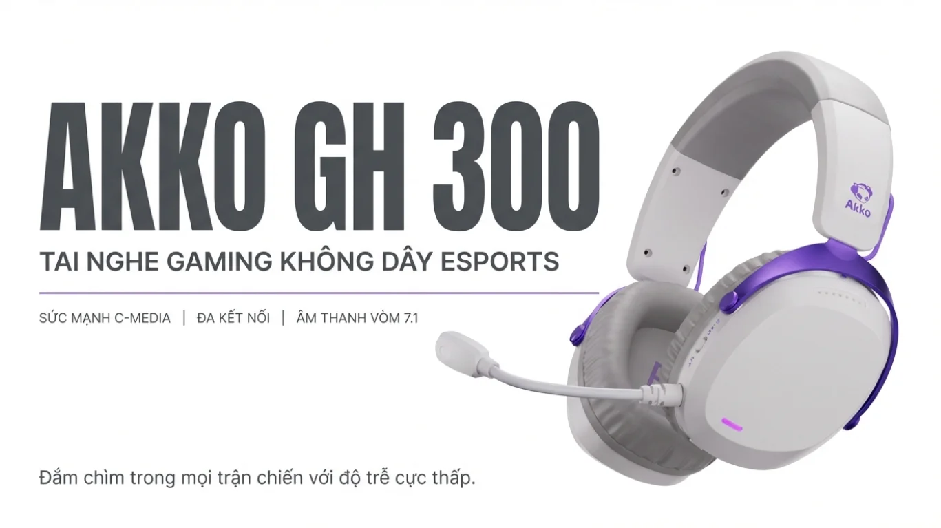 Tai nghe gaming Akko GH300 White ( Kết Nối Quad – Mode)