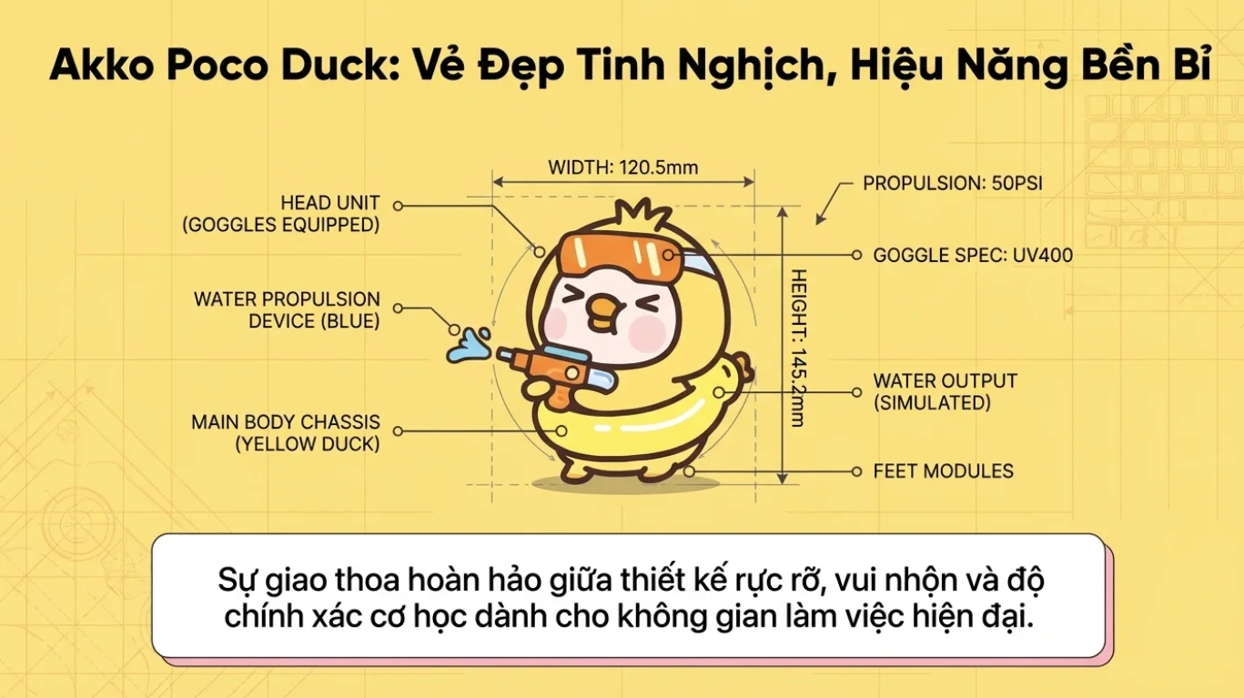 Bàn phím AKKO 3108RF V3 POCO DUCK (Hotswap/USB Type-C/Wireless/No Led)