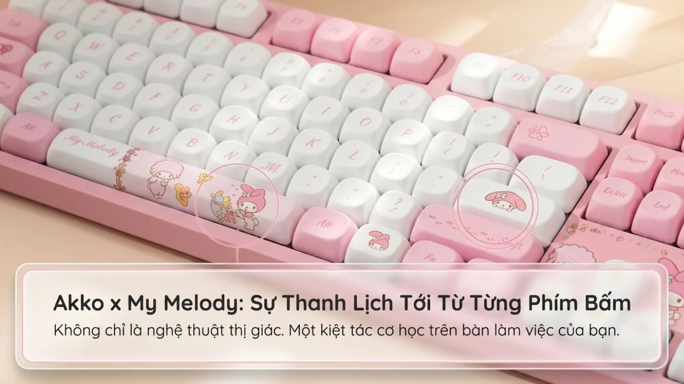 Bàn phím AKKO 3108RF V3 My Melody (Hotswap/USB Type-C/Wireless/No Led)