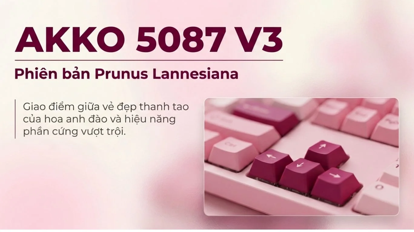 Bàn phím AKKO 5087 V3 Prunus Lannesiana (Bluetooth5.0/2.4GHz/USB Type-C/Hotswap/Switch Piano V3 Pro)