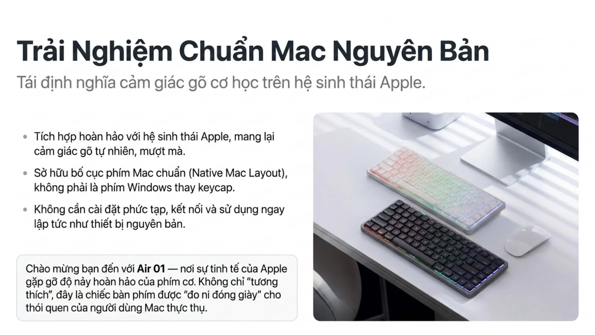 Bàn phím cơ AKKO Air 01 Ink Black (Khung nhôm/ Hotswap/Bluetooth5.0-2.4GHz-USB TypeC)