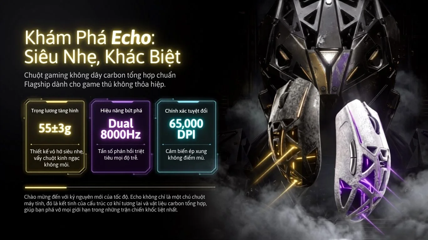 Chuột Không dây Gaming Akko Echo TAN8 Master Silver