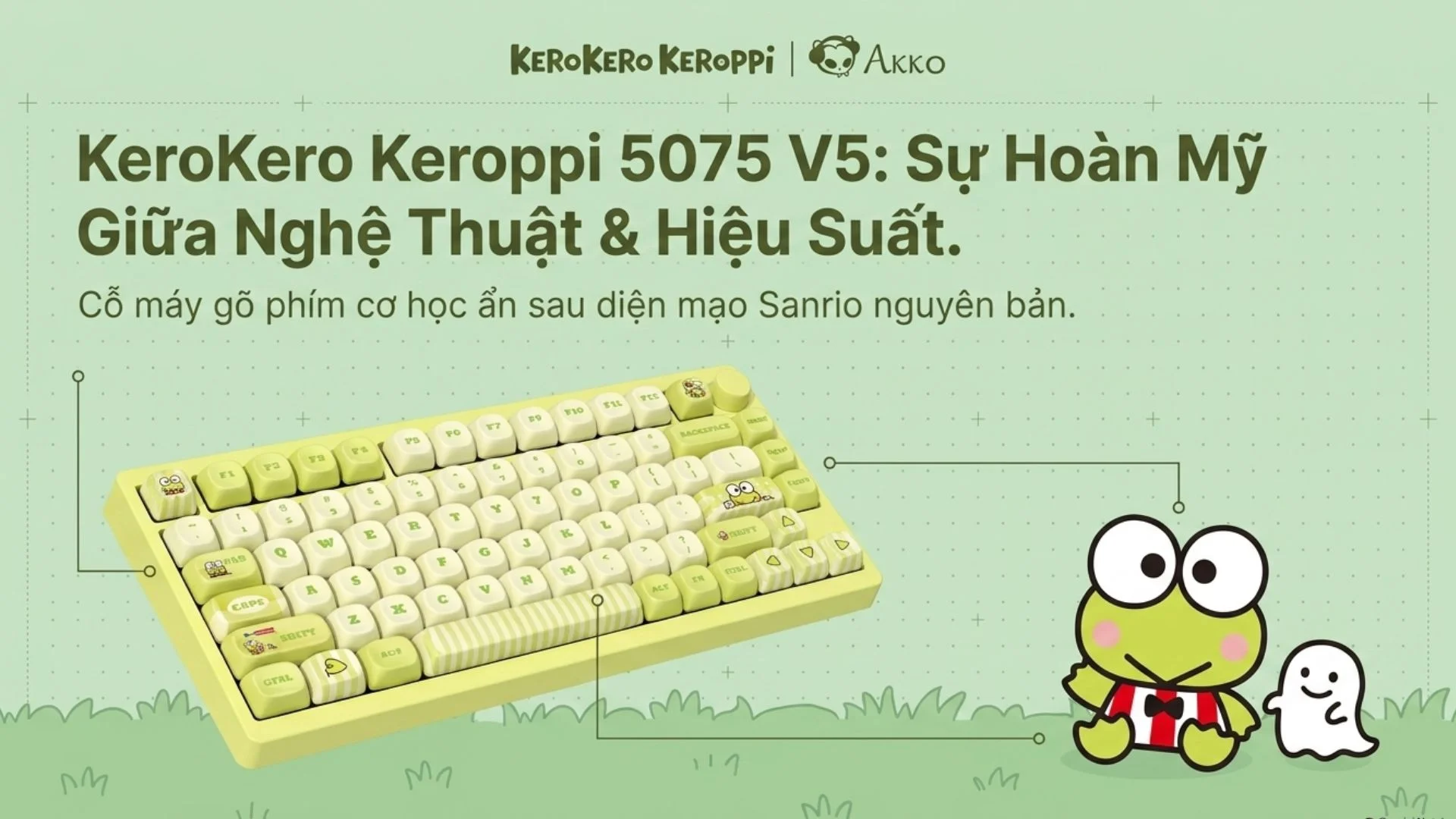Bàn phím cơ AKKO 5075 V5 KeroKero Keroppi