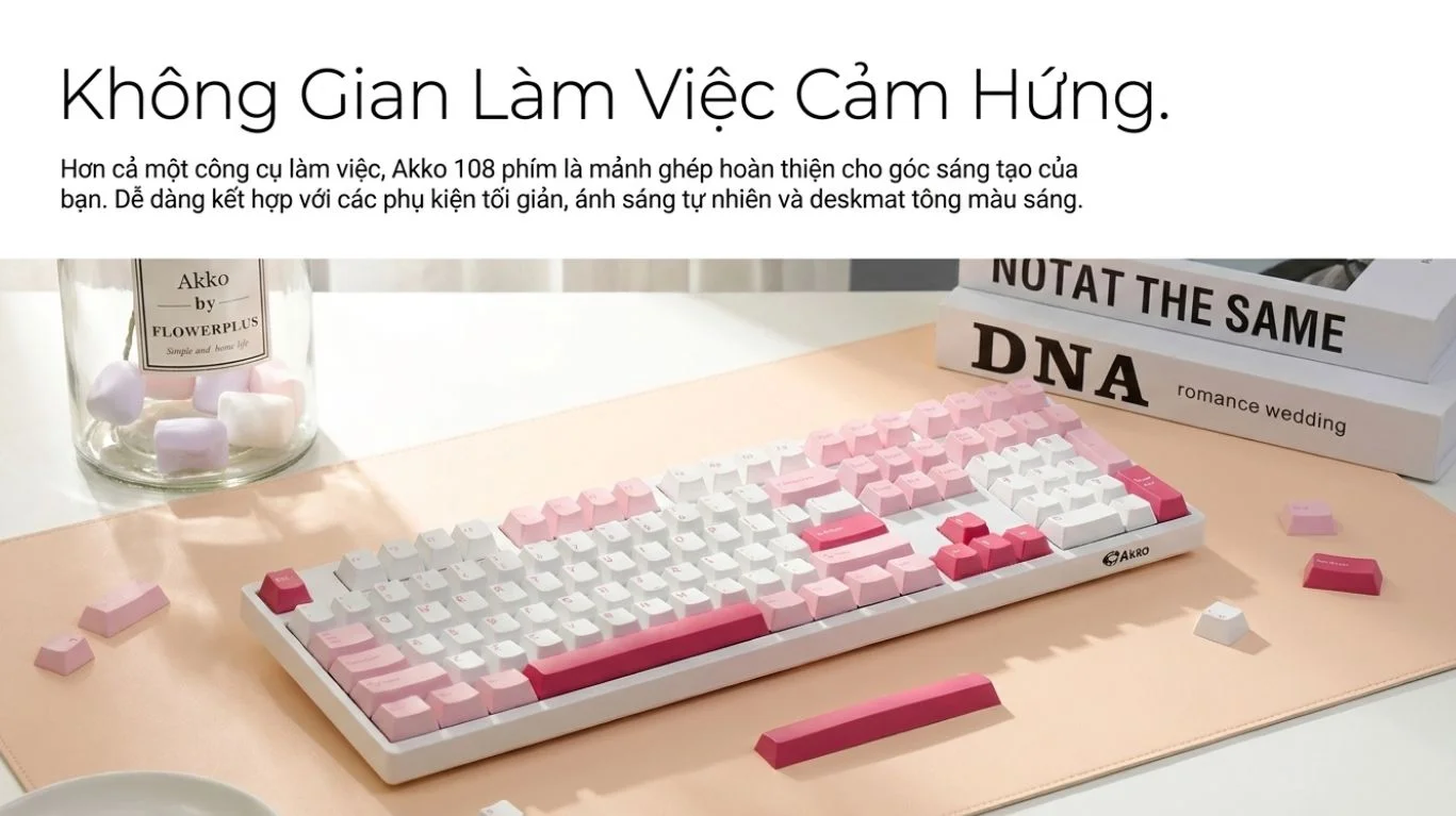 Bàn phím cơ AKKO 3108RF V3 Prunus Lannesiana (2.4GHz / USB Type-C, No LED, No Hotswap)