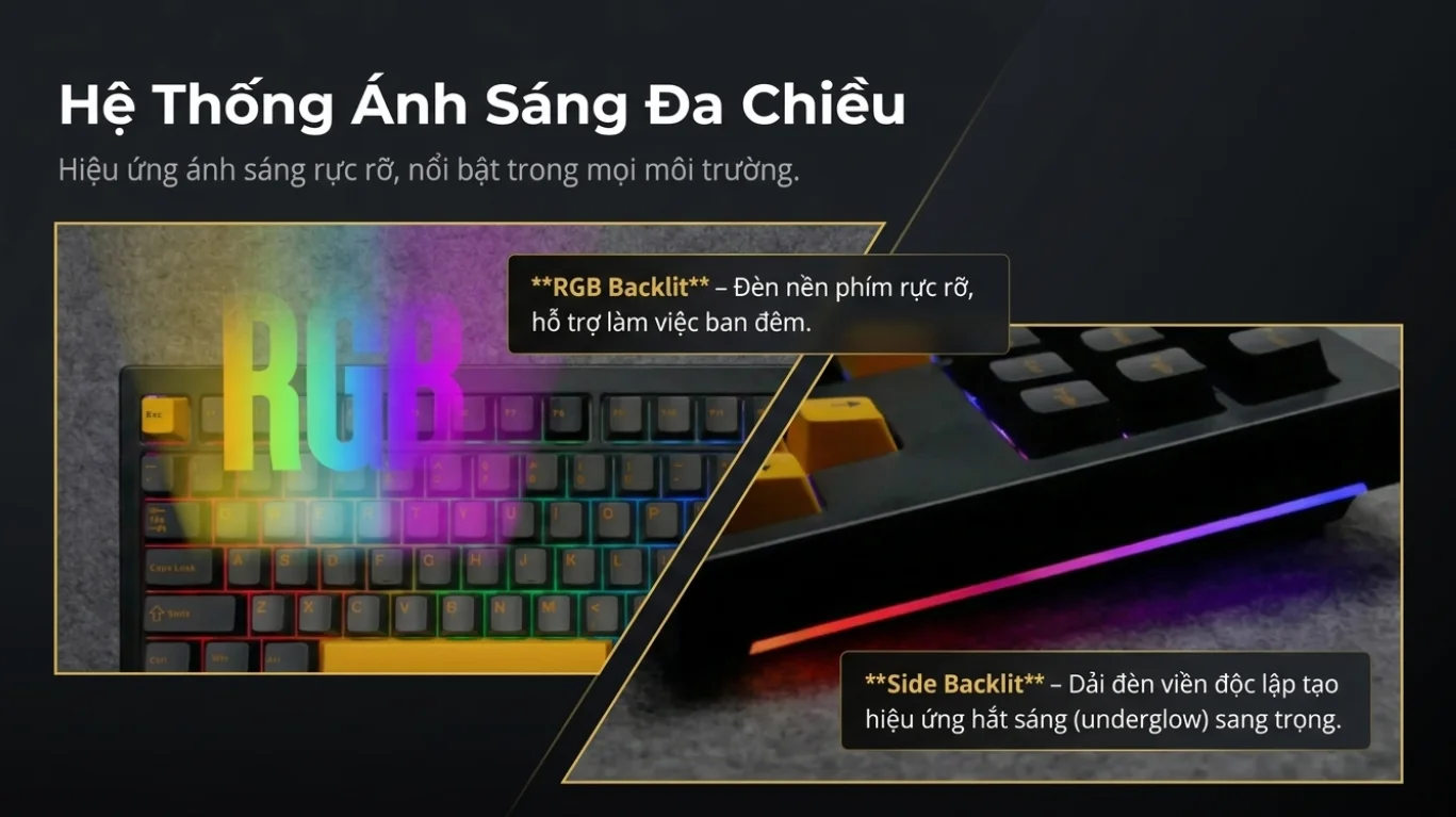Bàn phím AKKO 5087 V3 Black&Gold (Bluetooth5.0/2.4GHz/USB Type-C/Hotswap/Switch Piano V3 Pro)