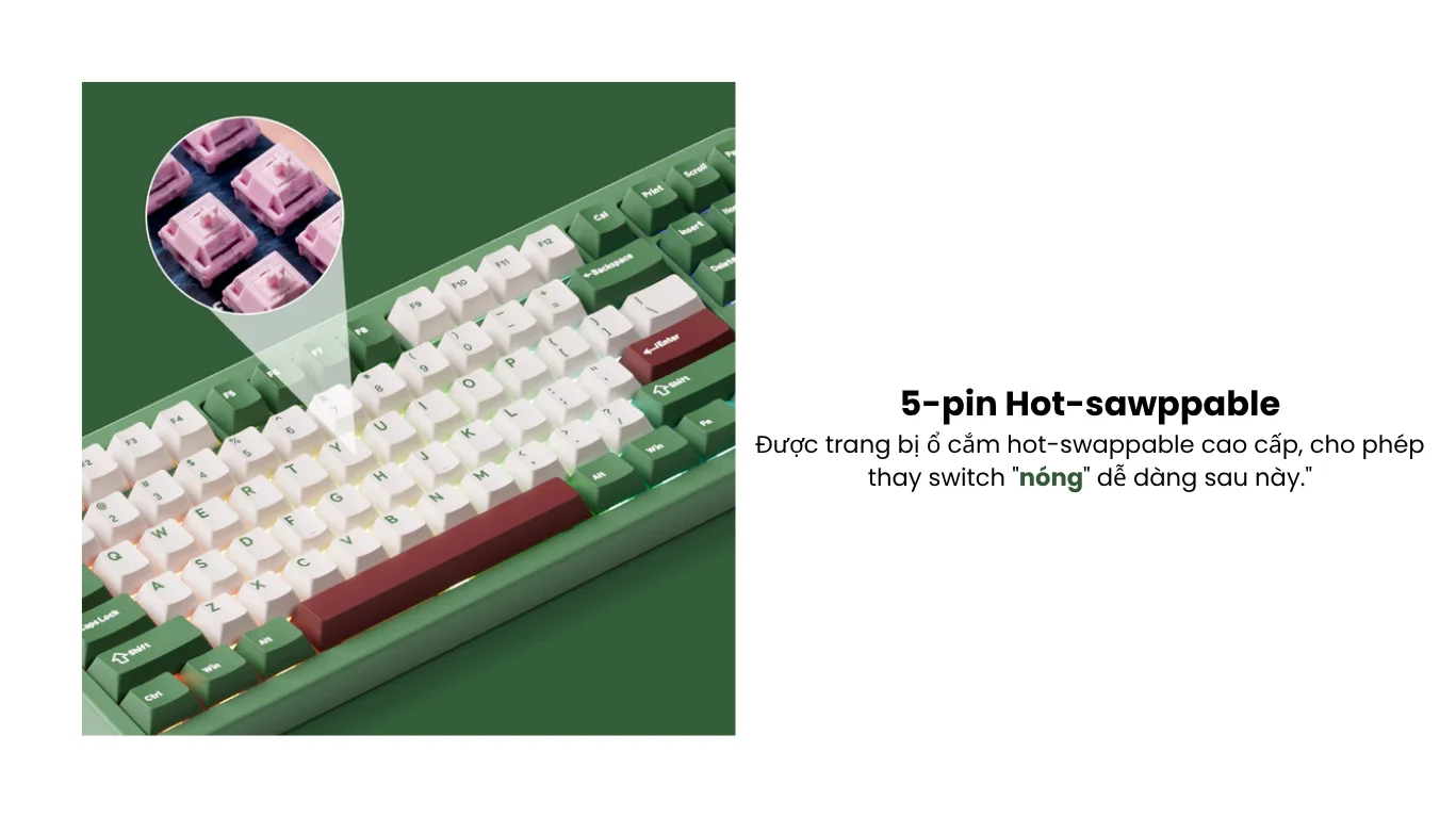 Bàn phím cơ AKKO TAC87 Red Bean Stellar Rose Switch - 3 Mode
