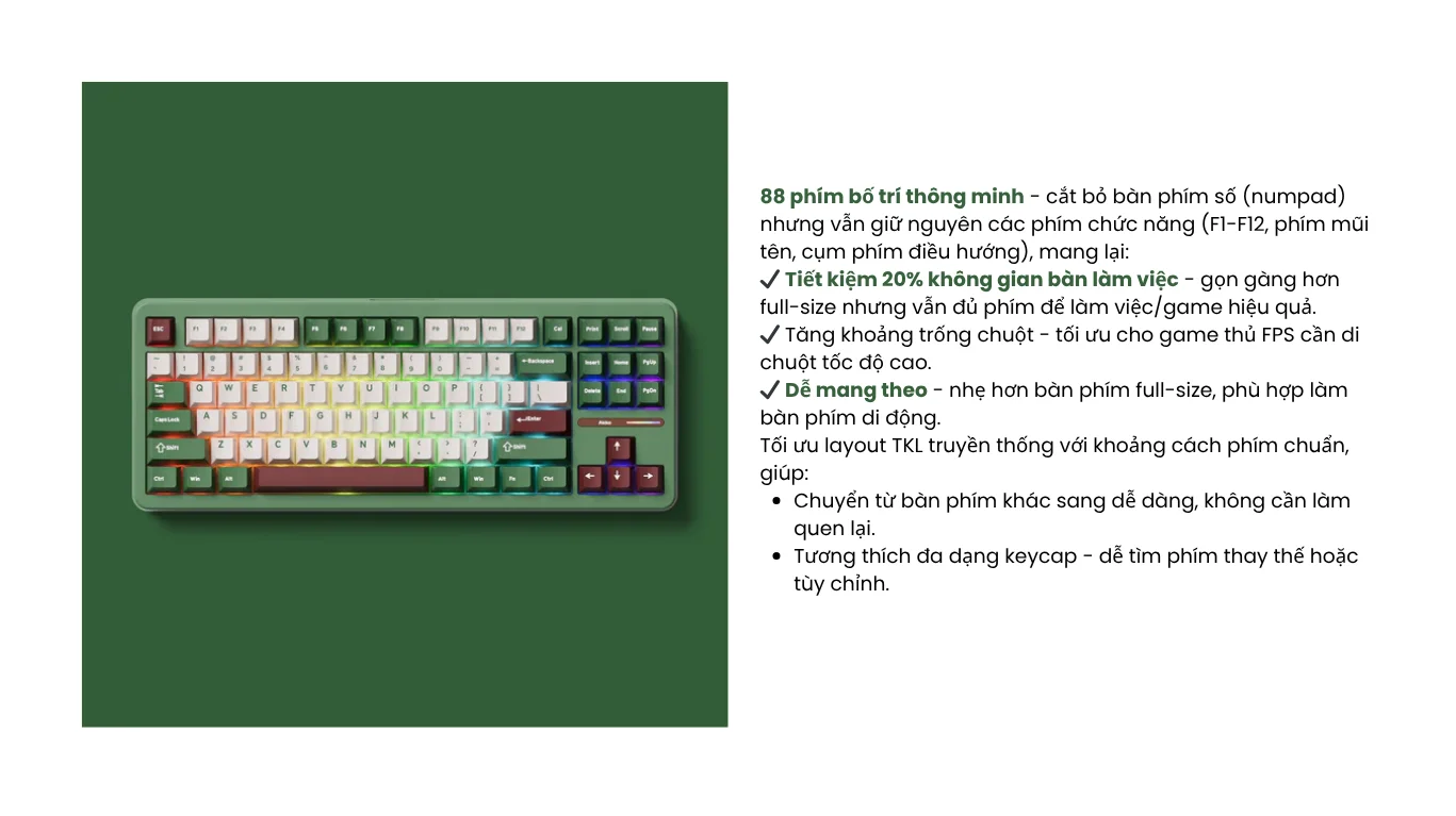 Bàn phím cơ AKKO TAC87 Red Bean Stellar Rose Switch - 3 Mode