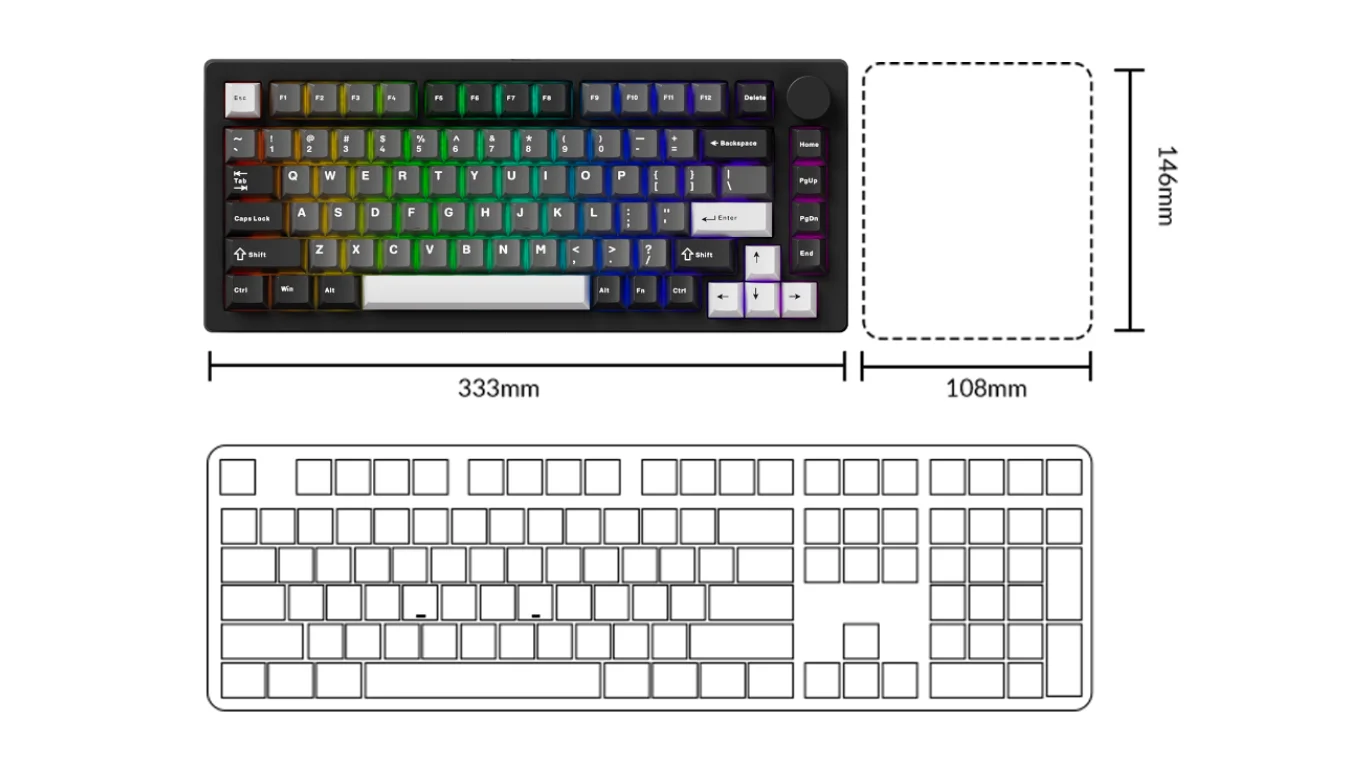 Bàn phím cơ MonsGeek M1 V5 Black&Silver Mirror Switch