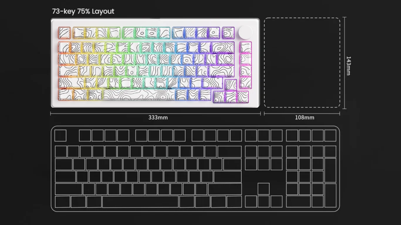 Bàn phím MonsGeek M1 V5-SP Contour White (RGB/Aluminum/Akko V3 Piano Pro)