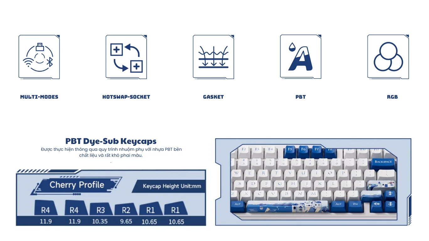 Bàn phím AKKO 5098B Santorini (RGB / Hotswap / Akko V3 Piano Pro)