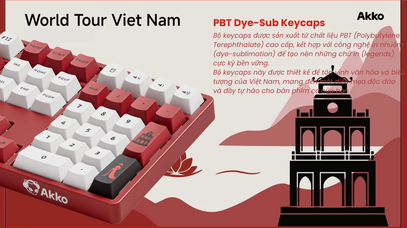 Bàn phím cơ AKKO 5108B Plus Red World Tour Viet Nam