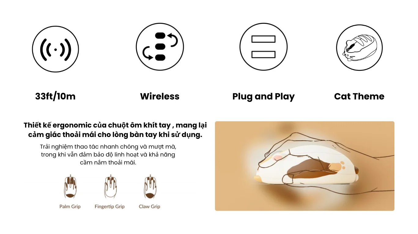Chuột không dây AKKO Cat Theme Mouse – Calico