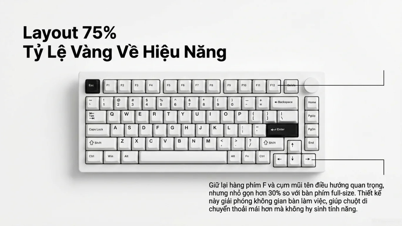 Bàn phím cơ AKKO 5075S Black on White (Hotswap/Led RGB/USB Type-C)