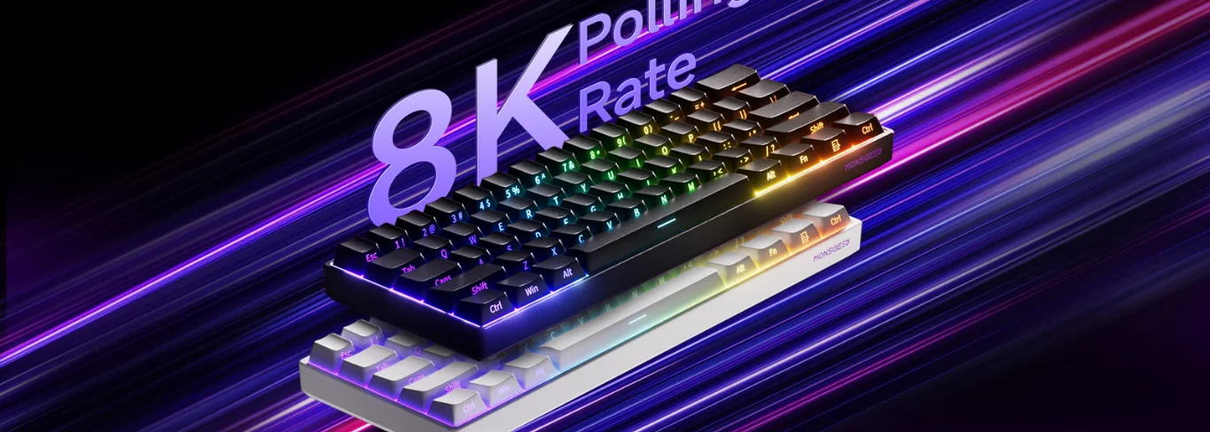 Bàn phím cơ MonsGeek FUN60 Pro SP White Akko Glare Magnetic Switches Tri-Mode ( Dây/USB/Bluetooth)
