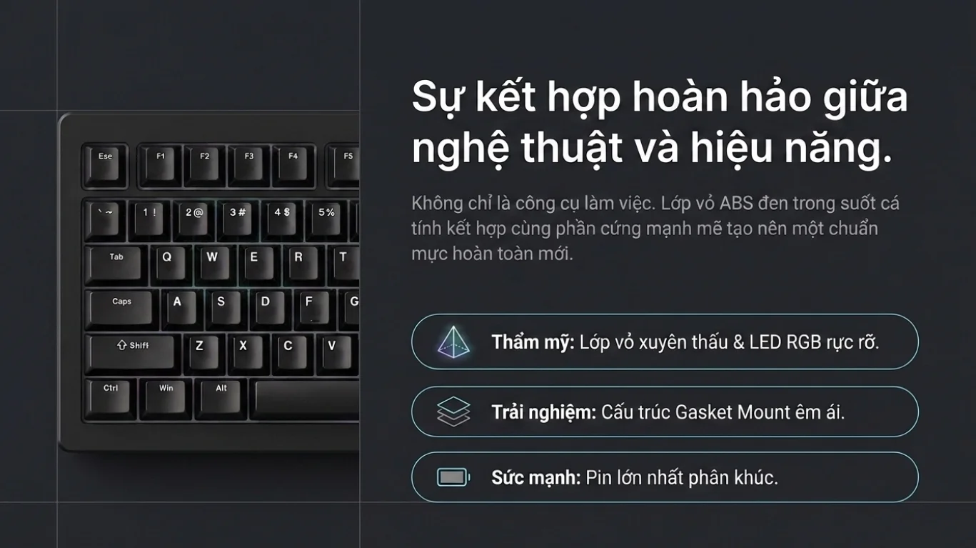 Bàn phím AKKO 5087 V3 Transparent (Bluetooth5.0/2.4GHz/USB Type-C/Hotswap/Akko V3 Piano Pro)