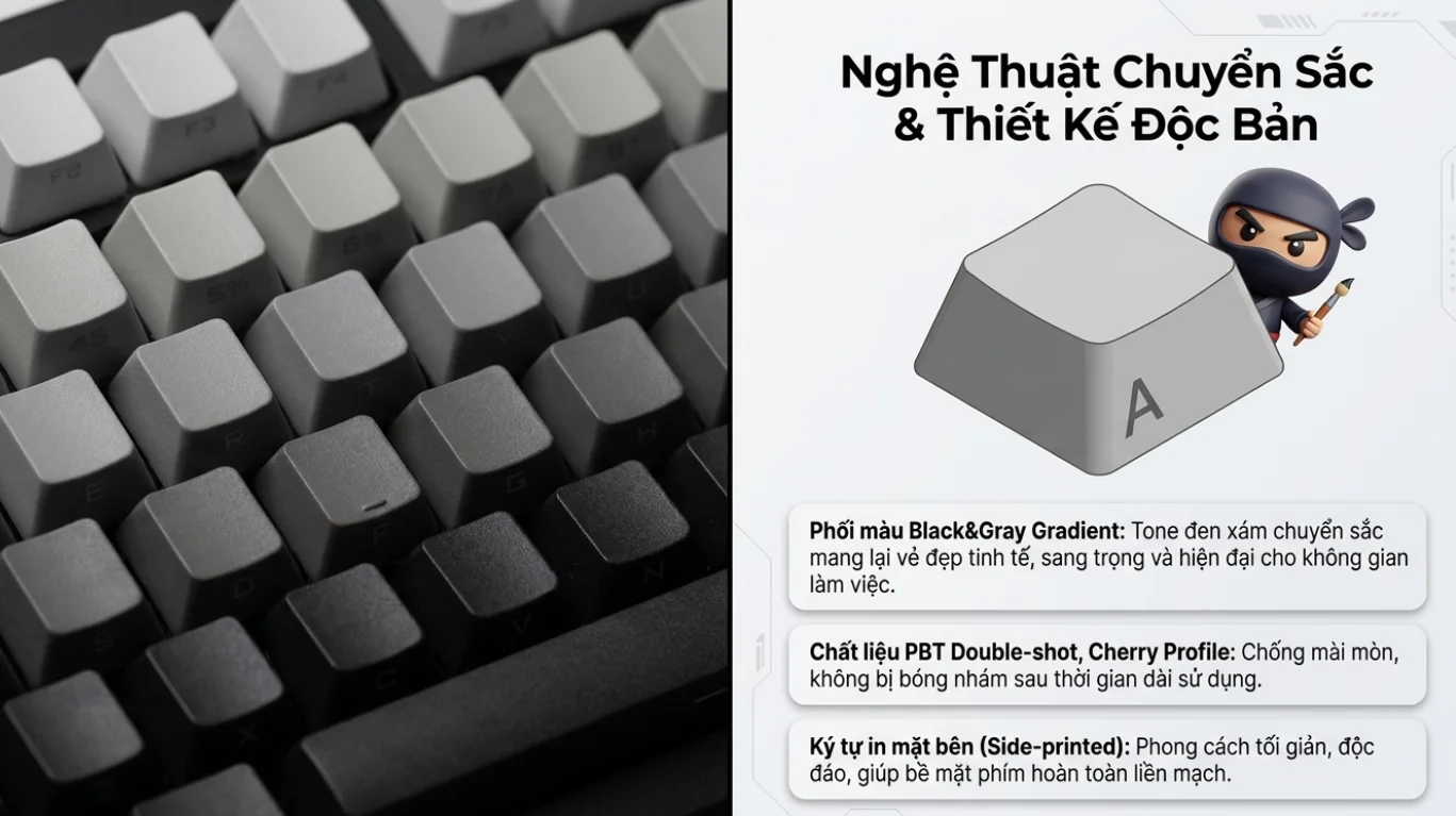 Bàn phím AKKO 5087 V3 Black&Gray Gradient (Bluetooth5.0/2.4GHz/USB Type-C/Hotswap/Switch Akko Botany)