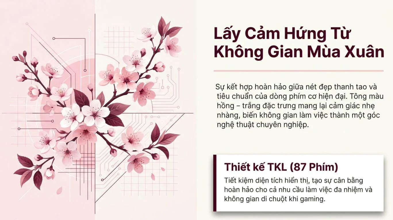 Bàn phím AKKO 5087 V3 Prunus Lannesiana (Bluetooth5.0/2.4GHz/USB Type-C/Hotswap/Switch Piano V3 Pro)