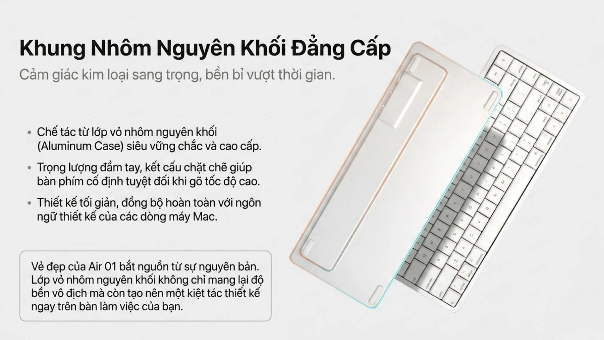 Bàn phím cơ AKKO Air 01 Ink Black (Khung nhôm/ Hotswap/Bluetooth5.0-2.4GHz-USB TypeC)