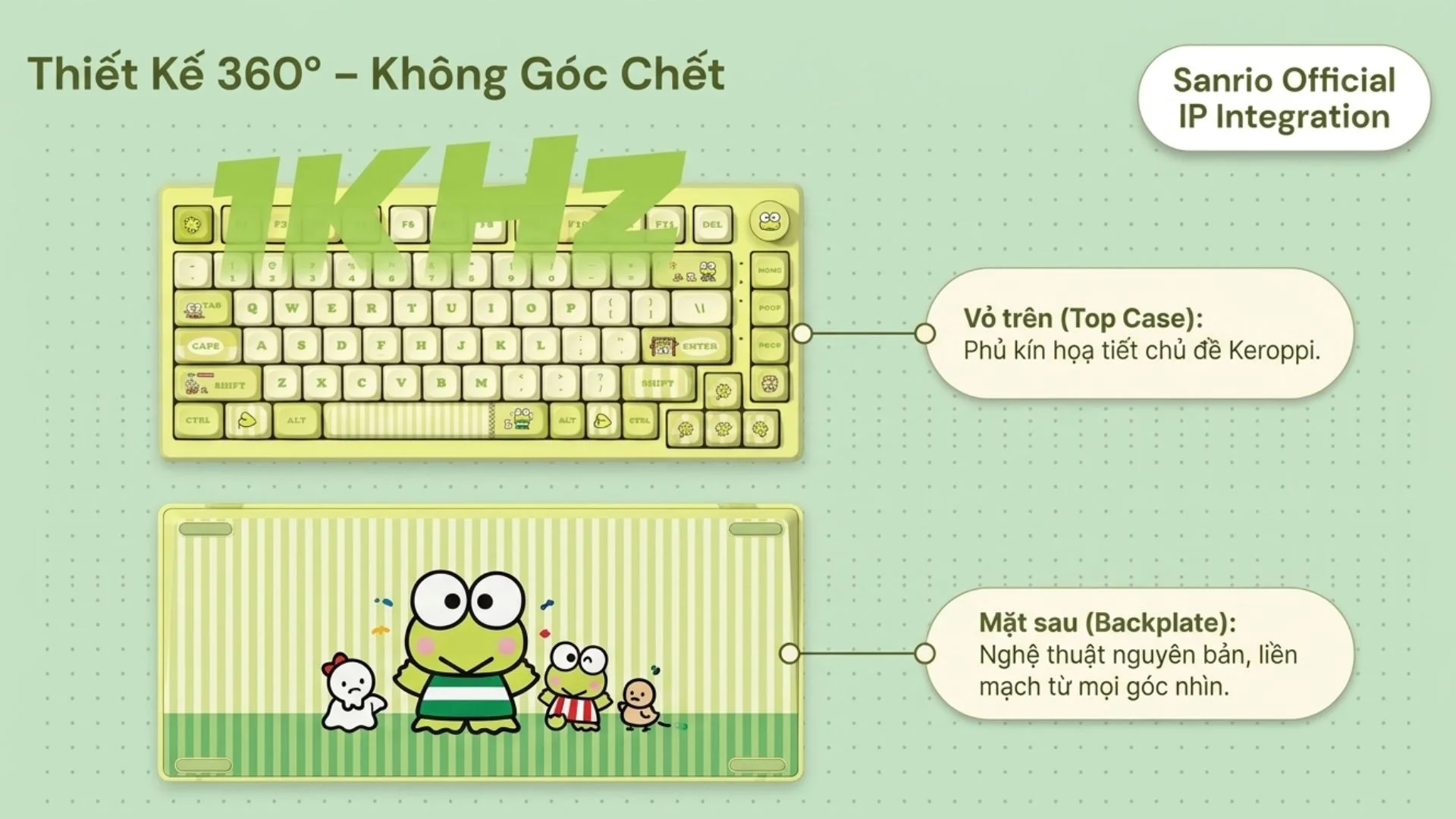 Bàn phím cơ AKKO 5075 V5 KeroKero Keroppi