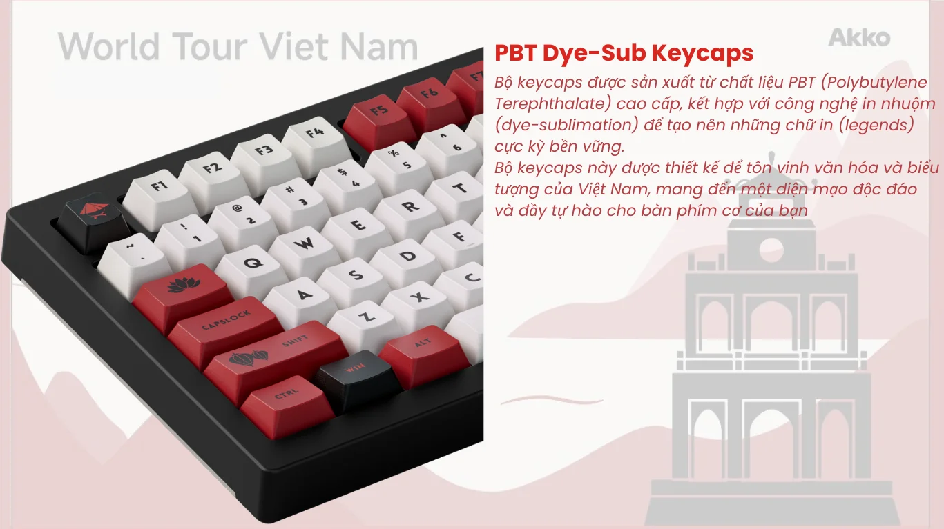 Bàn phím cơ AKKO 5075B Plus Black World Tour Viet Nam