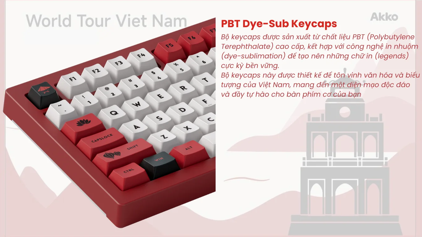 Bàn phím cơ AKKO 5075B Plus Red World Tour Viet Nam