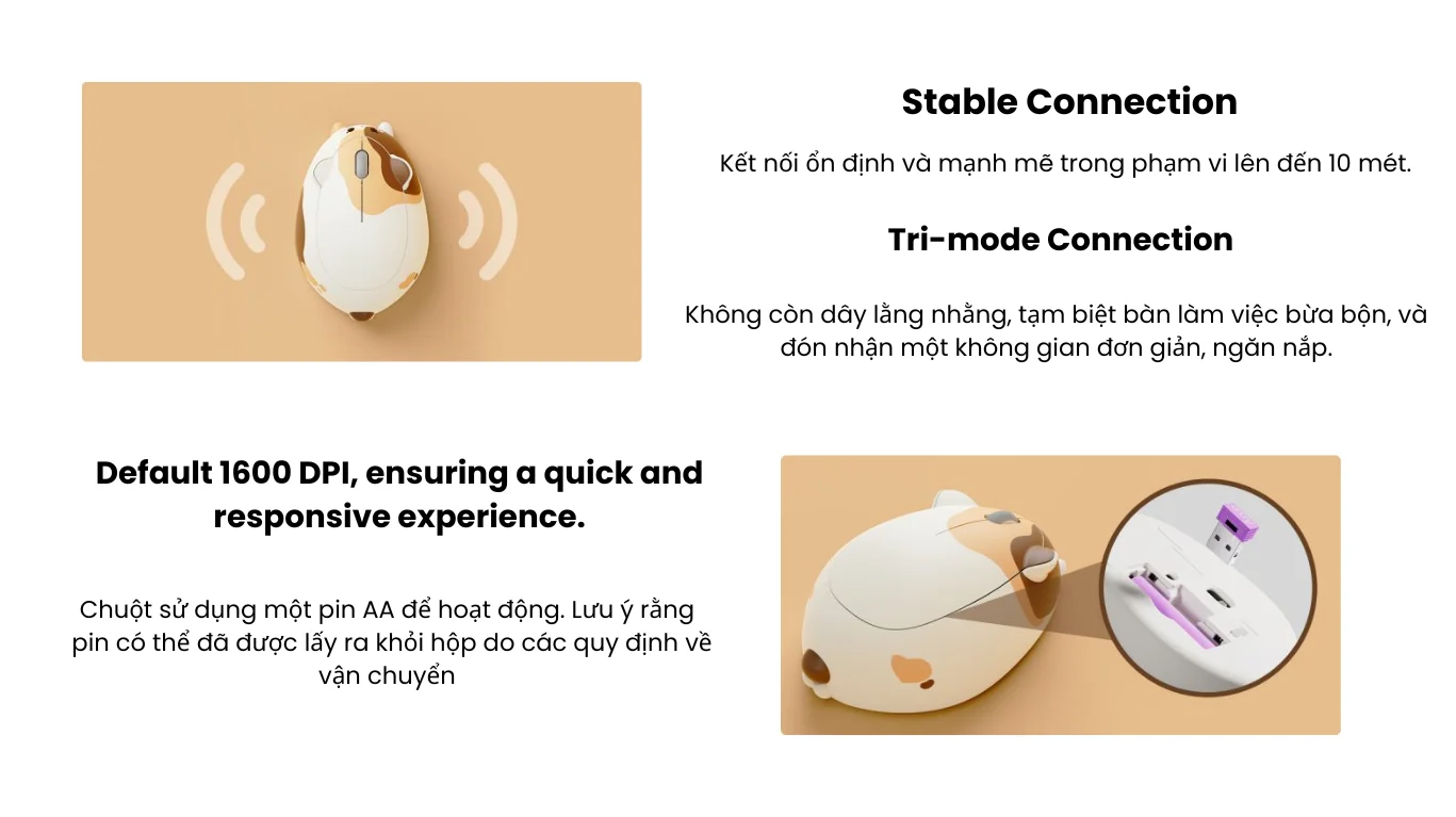 Chuột không dây AKKO Cat Theme Mouse – Calico