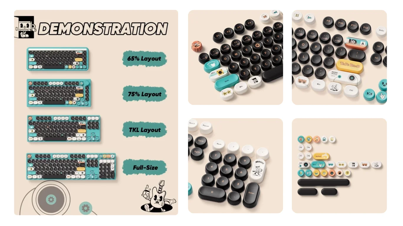Nút bàn phím Akko BottleCap Keycaps – Punk Cat