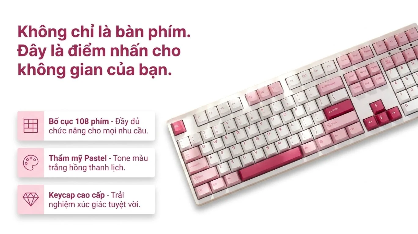 Bàn phím cơ AKKO 3108RF V3 Prunus Lannesiana (2.4GHz / USB Type-C, No LED, No Hotswap)