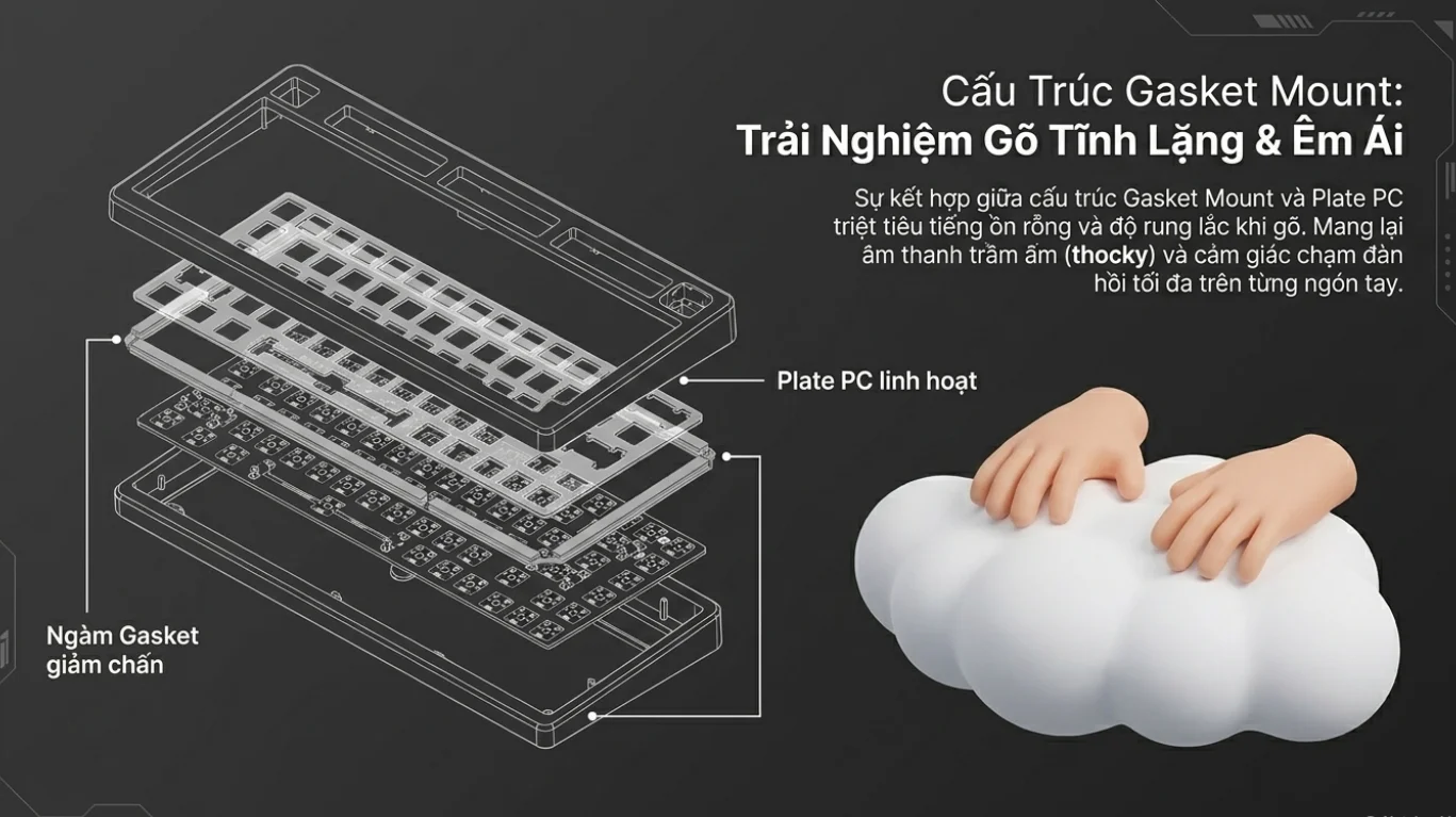 Bàn phím AKKO 5087 V3 Black&Gray Gradient (Bluetooth5.0/2.4GHz/USB Type-C/Hotswap/Switch Akko Botany)