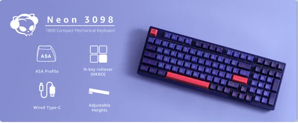 Bàn phím cơ AKKO 3098 NEON ( USB Type c/ Led Rainbow/ ASA Profile)