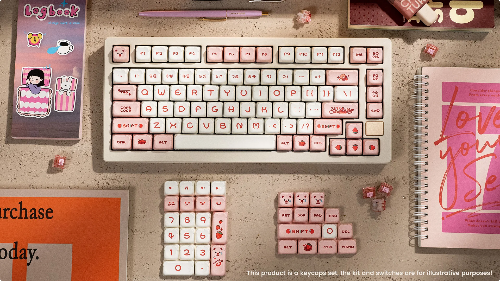 AKKO Keycap set – Dim Sum Bear (PBT Dye-subbed / OEM profile / 122 nút)