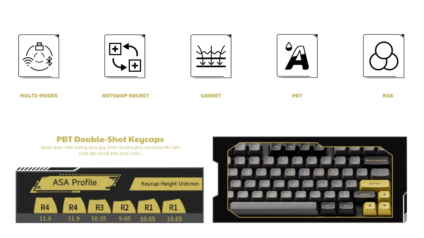 Bàn phím AKKO 5098B Black & Gold (RGB / Hotswap / Akko V3 Piano Pro)