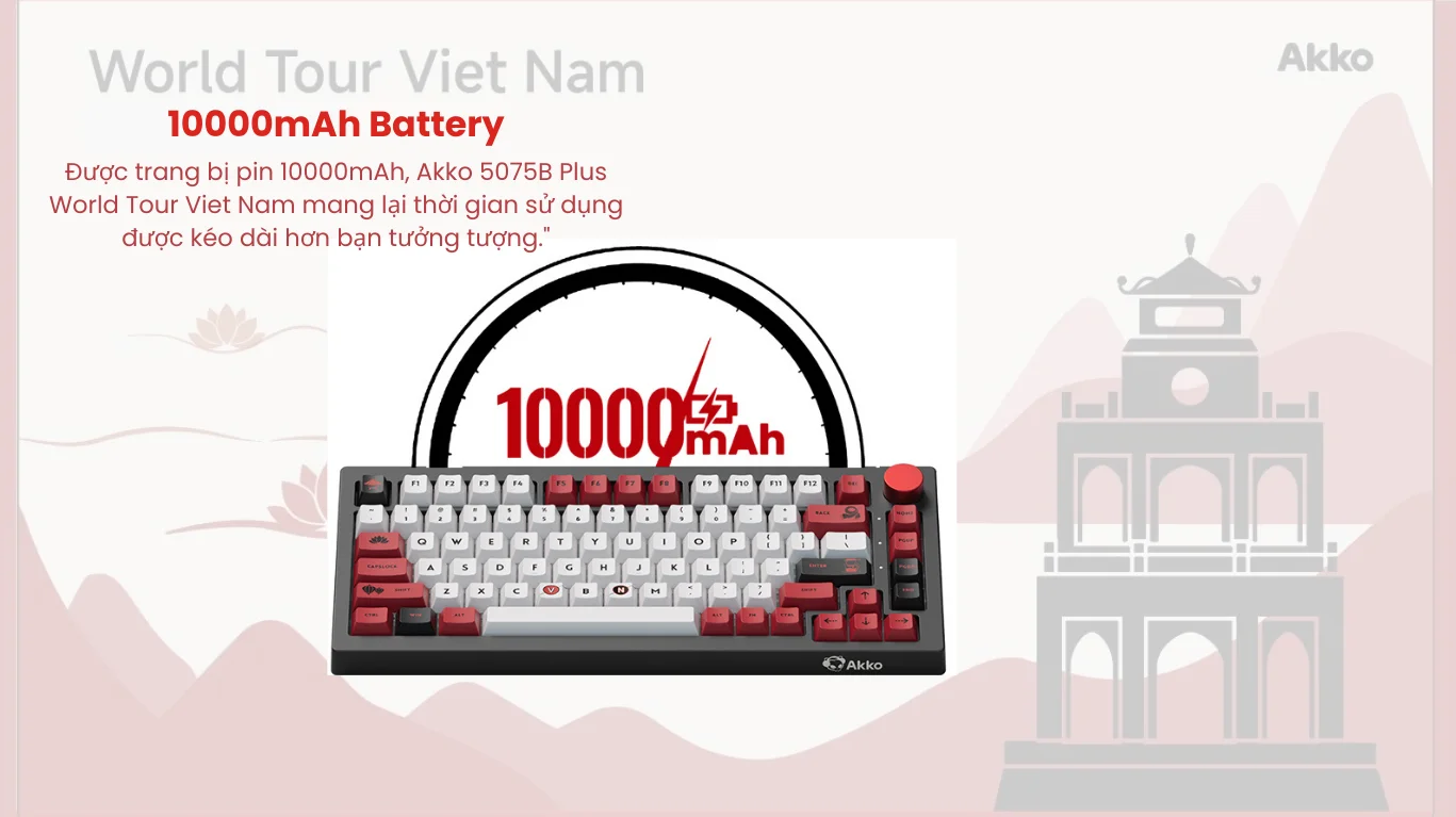Bàn phím cơ AKKO 5075B Plus Black World Tour Viet Nam