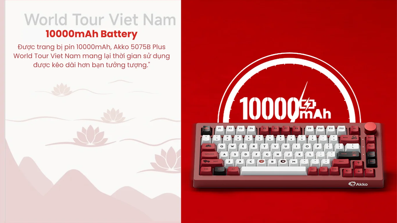 Bàn phím cơ AKKO 5075B Plus Red World Tour Viet Nam