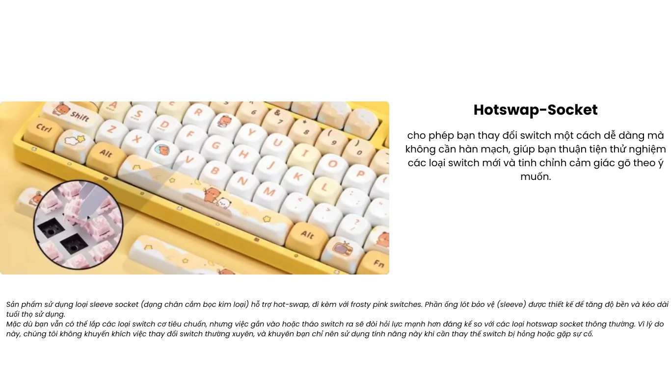 Bàn phím AKKO 3108RF V3 Yier and Bubu yellow (Hotswap/USB Type-C/Wireless/No Led)
