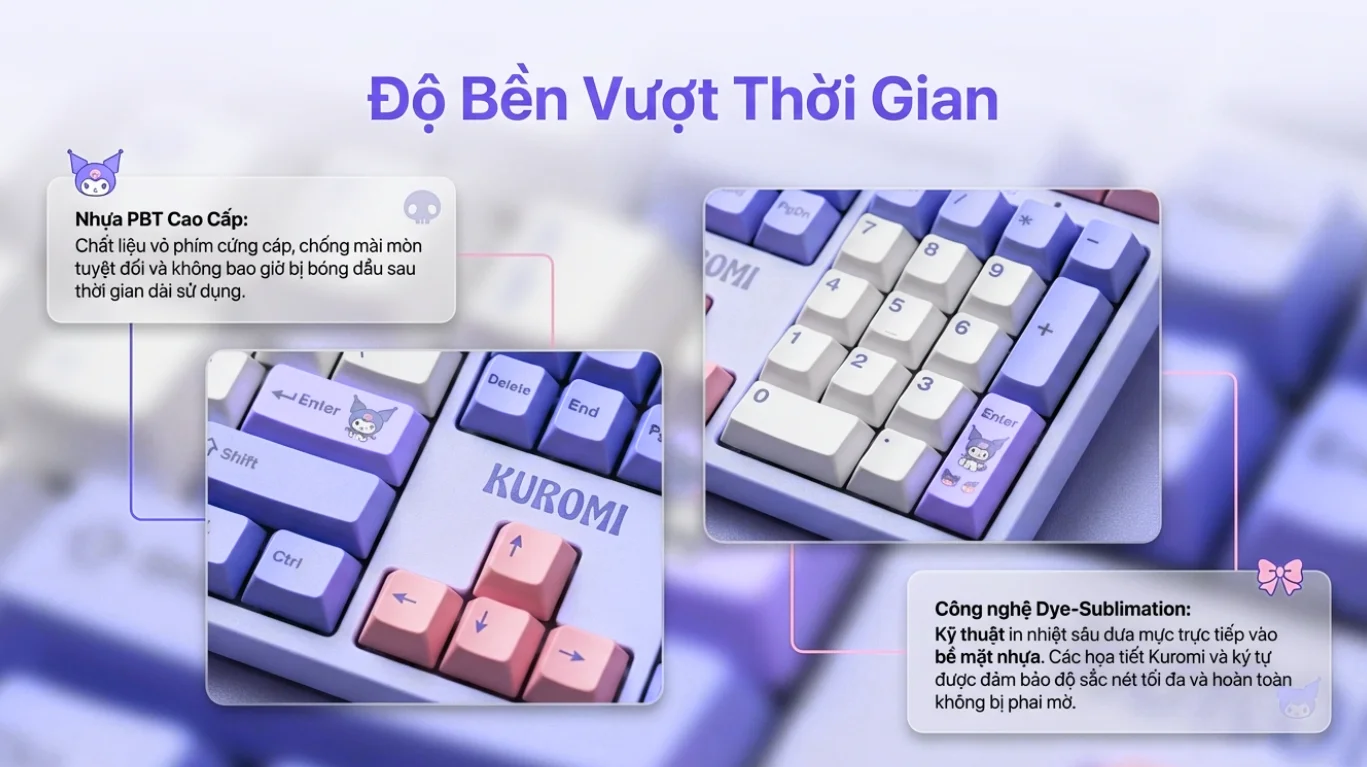 Bàn phím AKKO 3108RF V3 Kuromi (Hotswap/USB Type-C/Wireless/No Led)