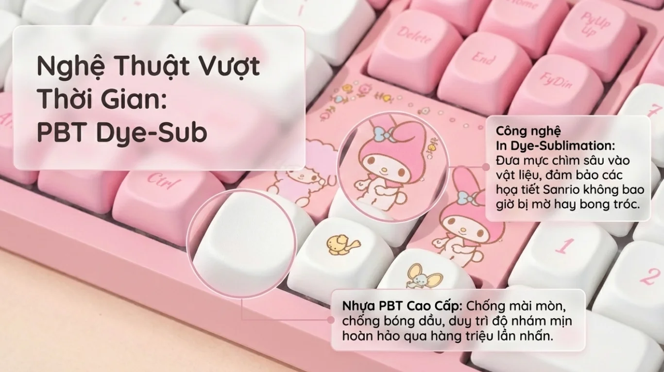 Bàn phím AKKO 3108RF V3 My Melody (Hotswap/USB Type-C/Wireless/No Led)