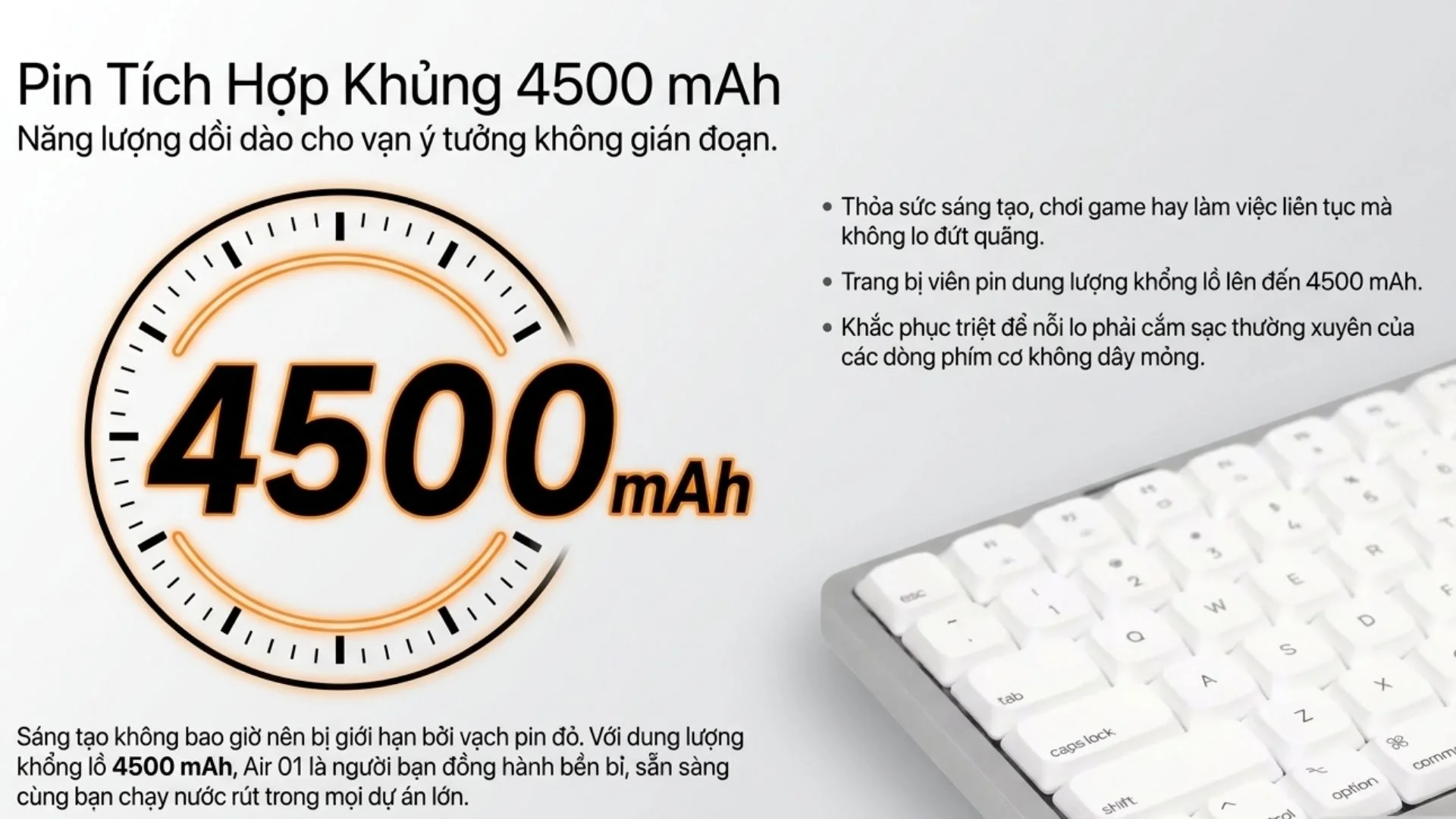 Bàn phím cơ AKKO Air 01 Ink Black (Khung nhôm/ Hotswap/Bluetooth5.0-2.4GHz-USB TypeC)