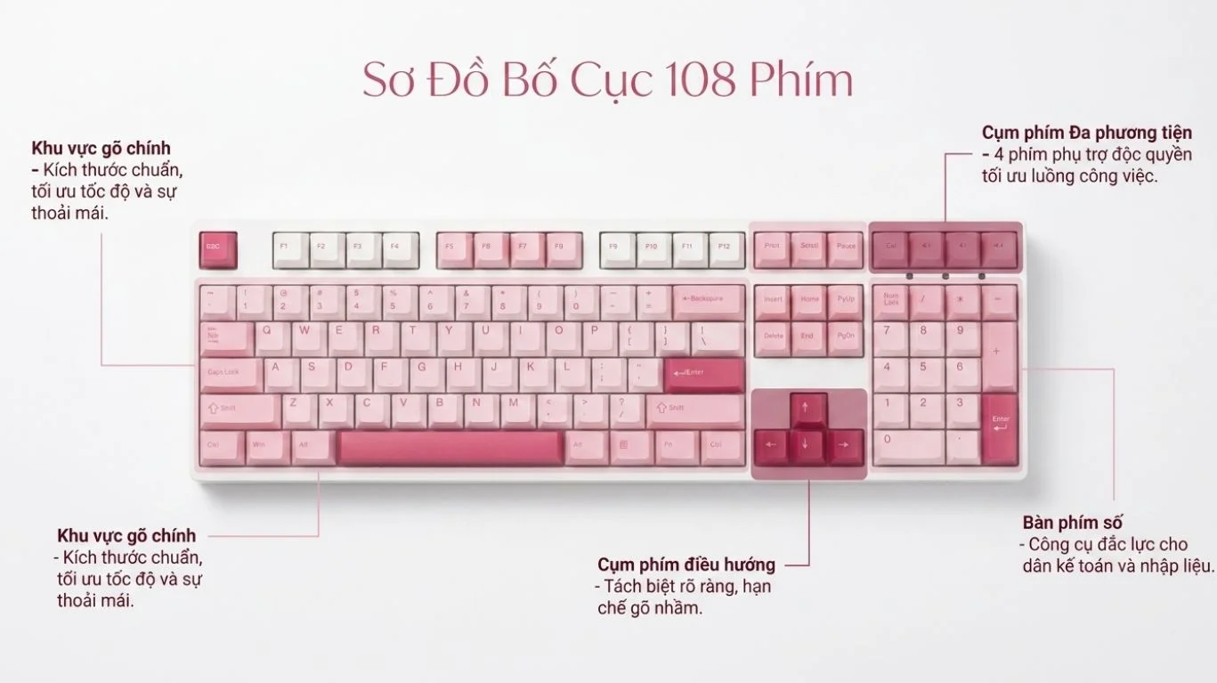 Bàn phím cơ AKKO 3108RF V3 Prunus Lannesiana (2.4GHz / USB Type-C, No LED, No Hotswap)
