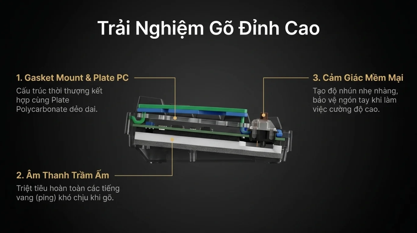 Bàn phím AKKO 5087 V3 Black&Gold (Bluetooth5.0/2.4GHz/USB Type-C/Hotswap/Switch Piano V3 Pro)