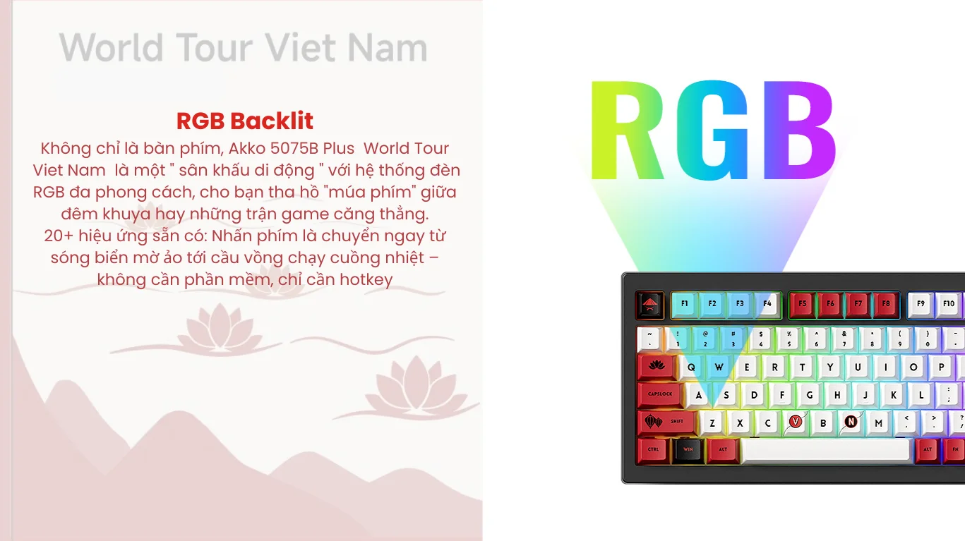 Bàn phím cơ AKKO 5075B Plus Black World Tour Viet Nam