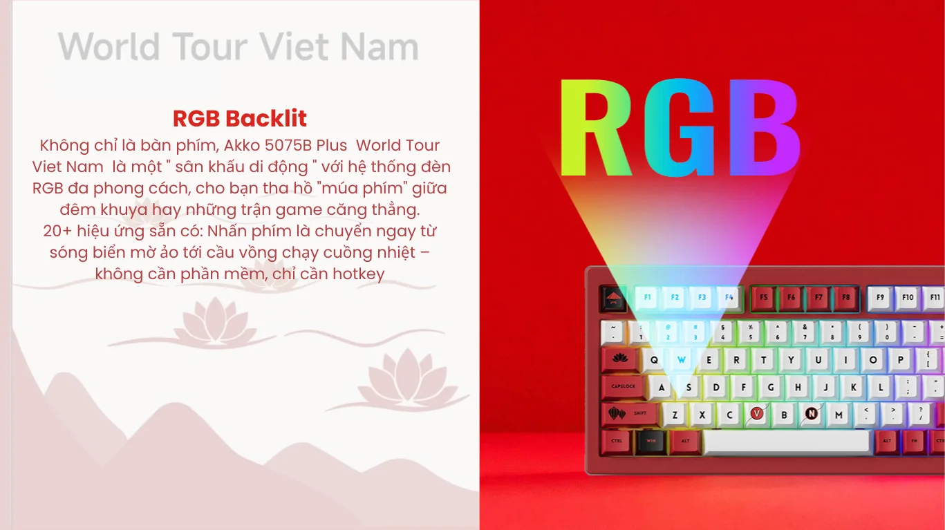 Bàn phím cơ AKKO 5075B Plus Red World Tour Viet Nam