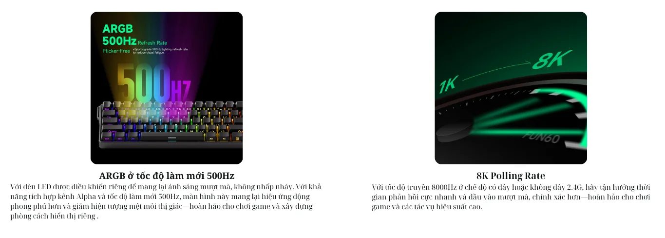 Bàn phím cơ MonsGeek FUN60 Pro SP White Akko Glare Magnetic Switches Tri-Mode ( Dây/USB/Bluetooth)