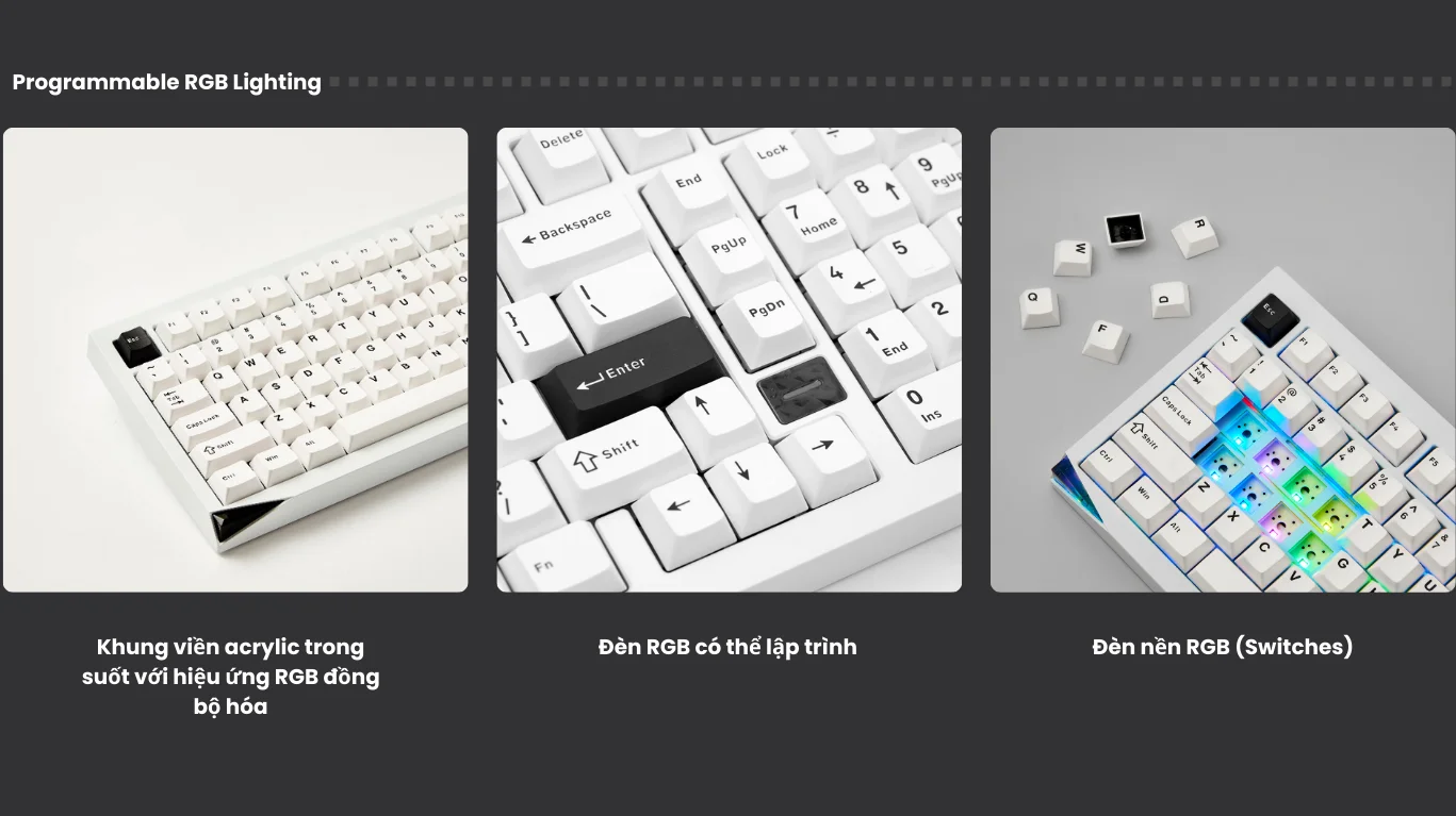 Bàn phím cơ AKKO Mineral 02 VIA Black on White (Stellar Rose)