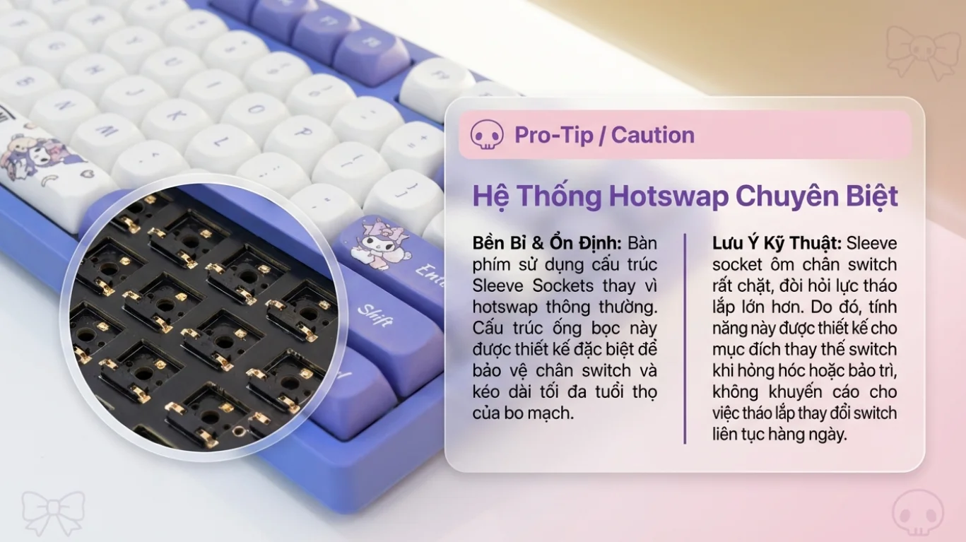 Bàn phím AKKO 3108RF V3 Kuromi (Hotswap/USB Type-C/Wireless/No Led)