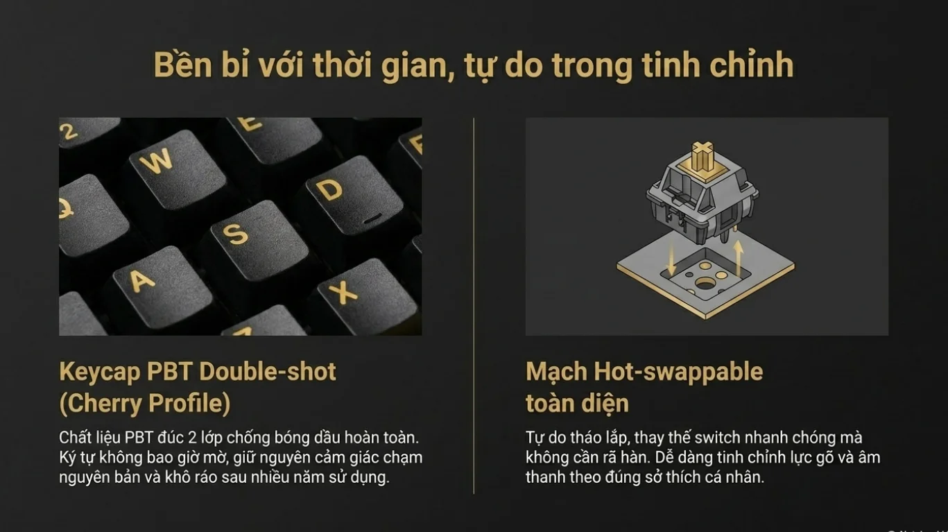 Bàn phím AKKO 5087 V3 Black&Gold (Bluetooth5.0/2.4GHz/USB Type-C/Hotswap/Switch Piano V3 Pro)