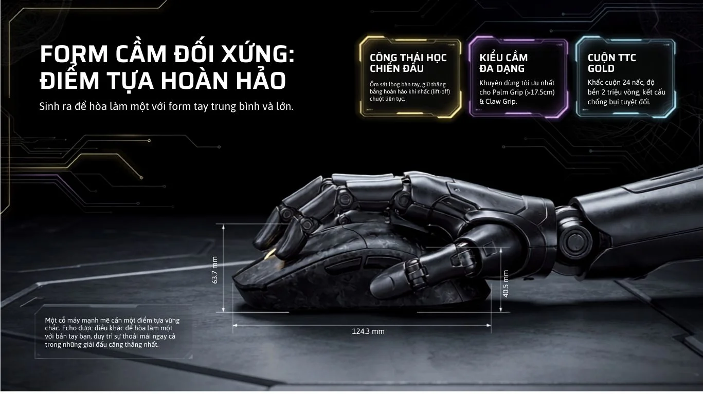 Chuột Không dây Gaming Akko Echo TAN8 Master Silver
